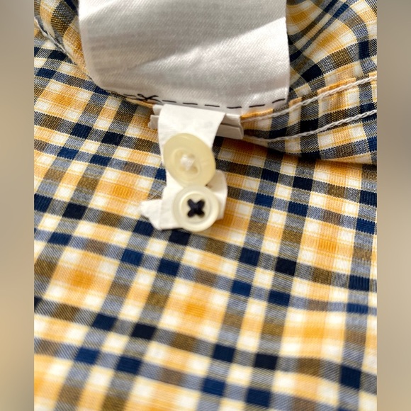 Banana Republic Mens Plaid Button Shirt | Camden Fit | Size M | Navy & Yellow - Picture 12 of 14
